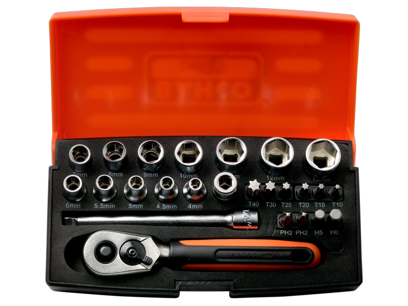 Bahco Steckschlüsselset SL25 18 V 25 Teile Kompakt Set