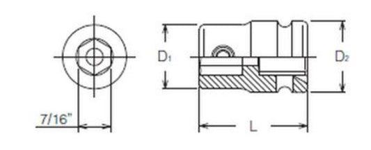 Koken Schlagadapter 14134 1/2 Zoll Kompatibel Mit 7/16 Zoll
