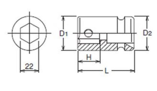 KOKEN Schlagadapter 16107 3/4 Zoll Geschmiedeter Stahl