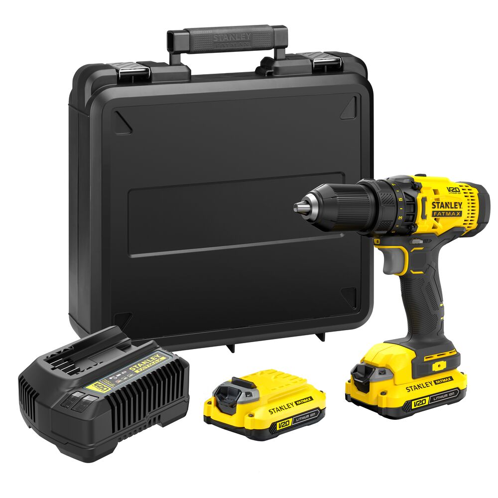 Stanley FATMAX V20 Akku-Bohrschrauber SFMCD700C2K-QW – Leistungsstarker 18V Motor mit 50 Nm Drehmoment