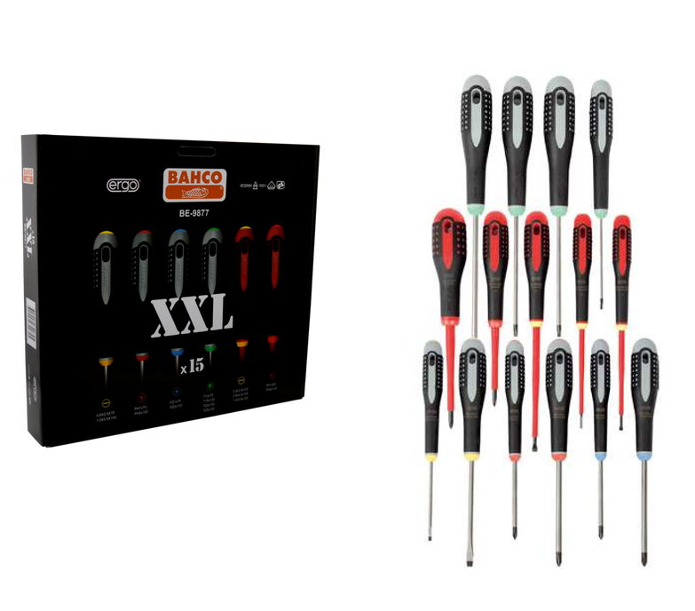 BAHCO+Schraubendreher-Satz+BE-9877+Ergonomische Griffe+Set