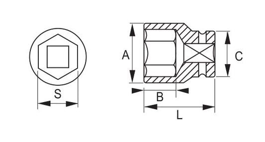 Irimo Sechskantansatz 1/2 Zoll Chrom Vanadium Stahl