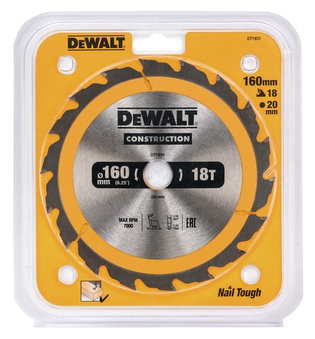 DeWalt Sägeblatt DT1931 18 V 160 Mm 18 Zähne Holz Weichholz