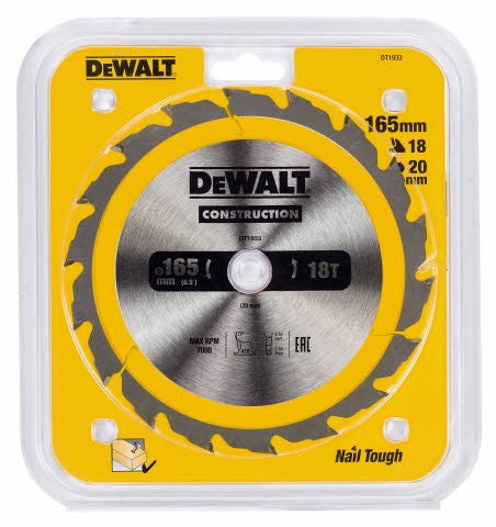 DeWALT Kreissägeblatt DT1933-QZ 18 V 165 Mm Hartmetallzähne