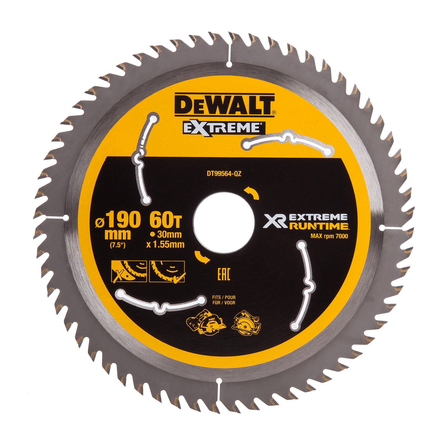 DEWALT DT99564 – Präzises Sägeblatt für Holzschnitt mit 60 Zähnen