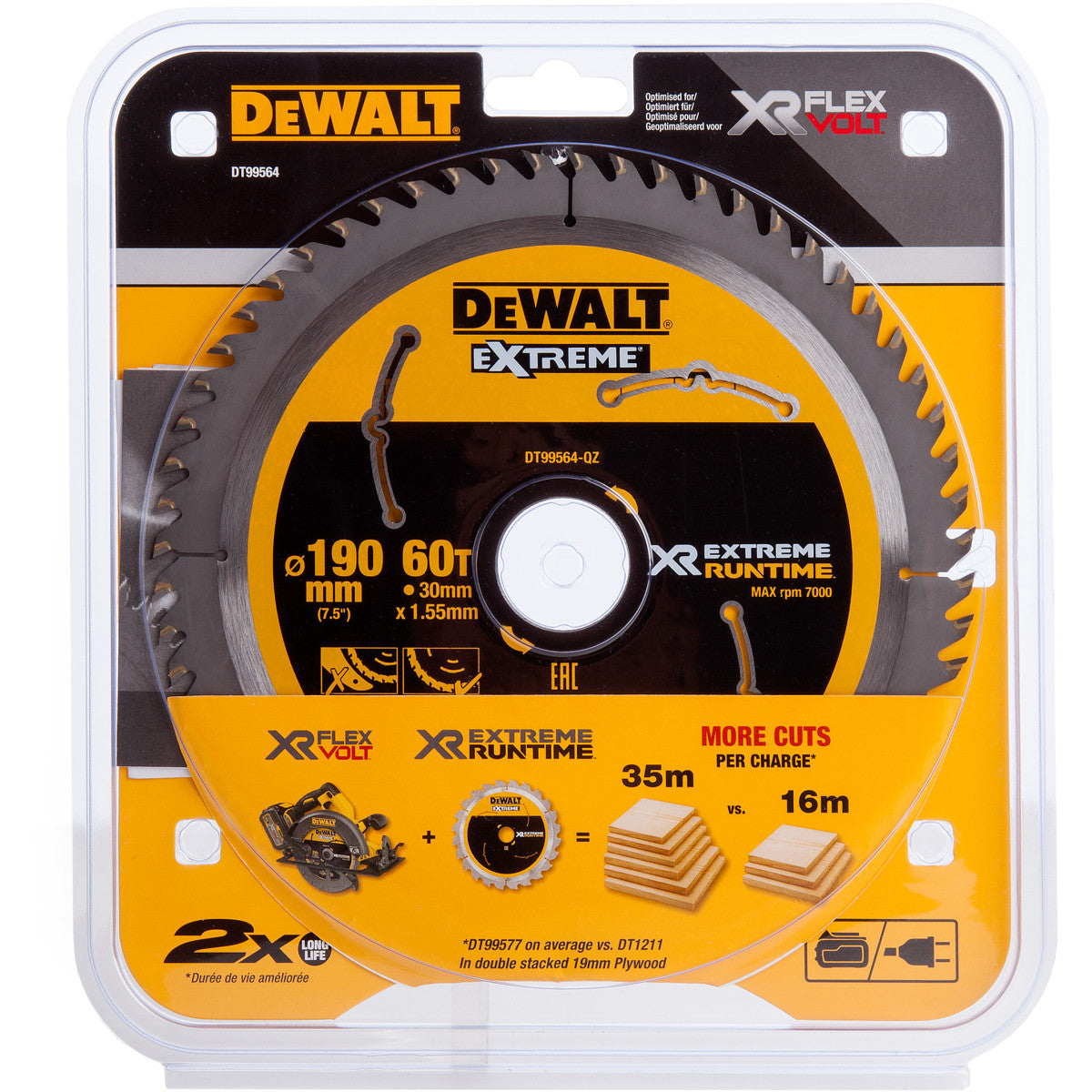 DEWALT DT99564 – Präzises Sägeblatt für Holzschnitt mit 60 Zähnen