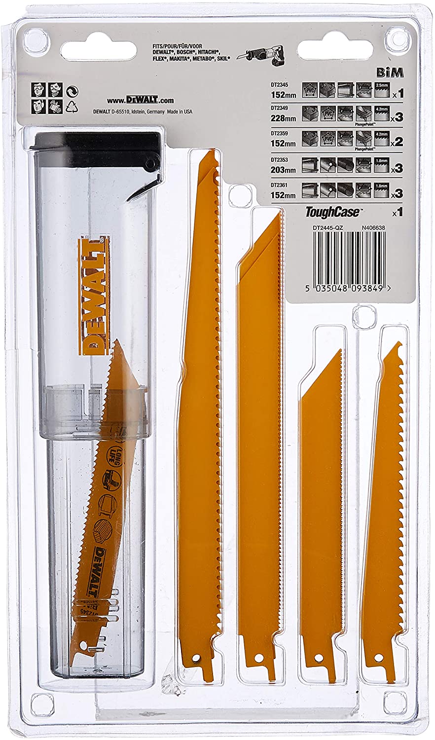 Dewalt Säbelsägeblatt-Satz DT2445-QZ 18 V Hartstahl Set