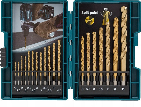 Makita B-67795 – 19 Hochgeschwindigkeitsstahl-Bohrer Mit Titanbeschichtung