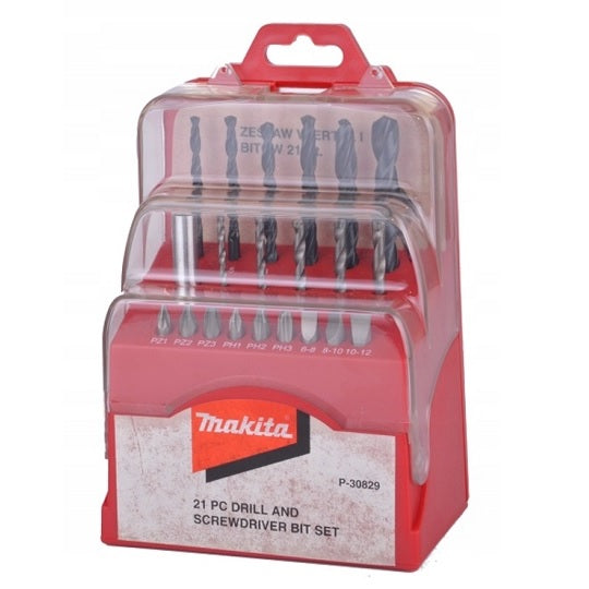 Makita 21-teiliges Zubehörset P-30829 – Umfassendes Bohrer und Bits Set