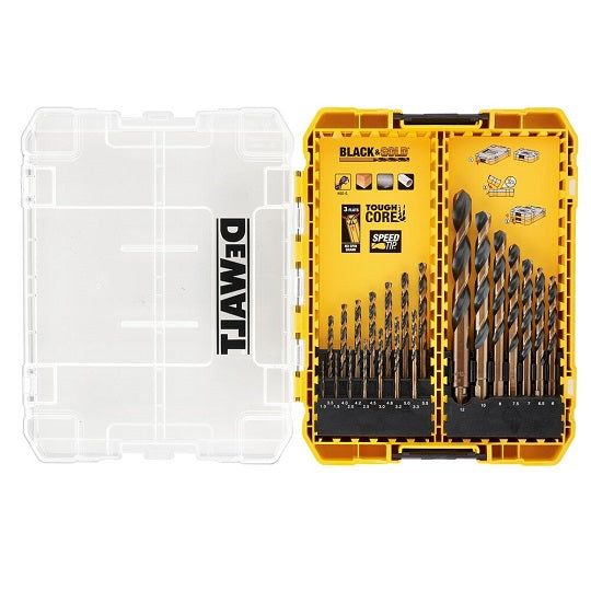 DeWALT 21-teiliger Metall-Bohrer-Satz HSS-G Black & Gold – Präzises Bohren mit Speed Tip