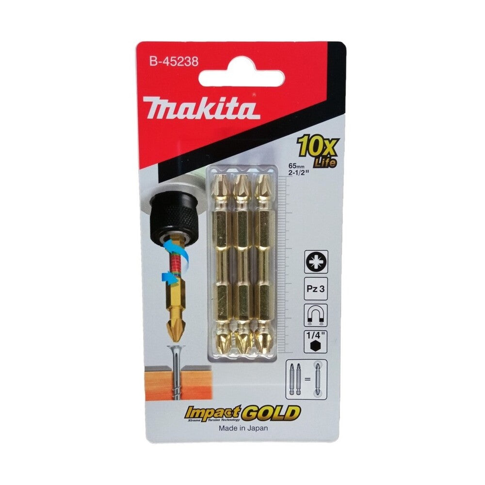 Makita B-45238 Satz mit 3 Doppel-Schlagnüssen – Hohe Haltbarkeit durch Verstärkten Kern