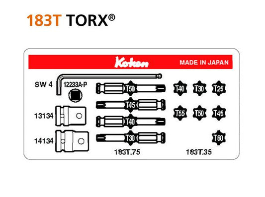 KOKEN Torx-Bit-Satz 7/16-Zoll Koffer Professionelle Qualität