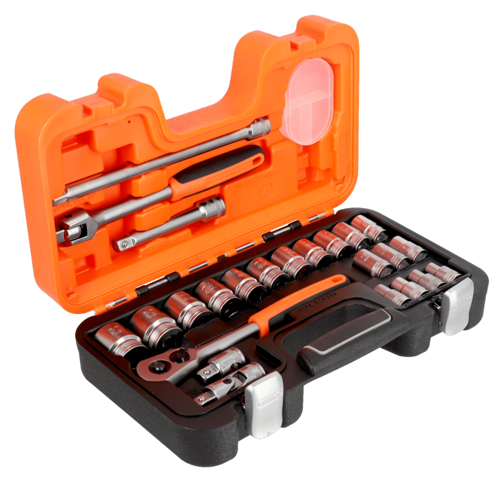 Bahco Satz Metrischer 1/2-Ratscheneinsätze S240-SPL – 24 Teile mit Spline-Profil