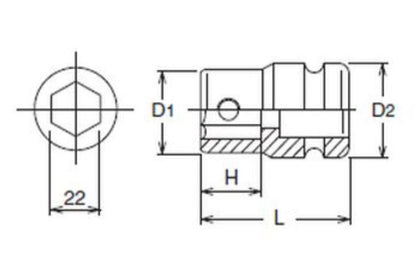 Koken Schlagadapter 1 Zoll Aufnahme 22 mm Innensechskant