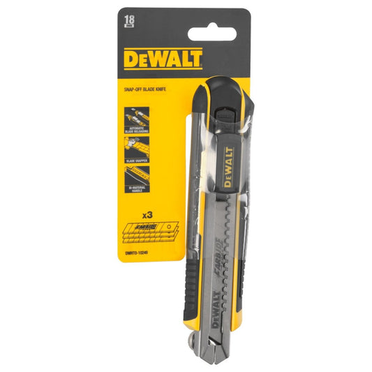 DeWalt 18 mm Messer mit Einziehbarer Klinge DWHT0-10249 – Automatische Klingen-Nachstellung