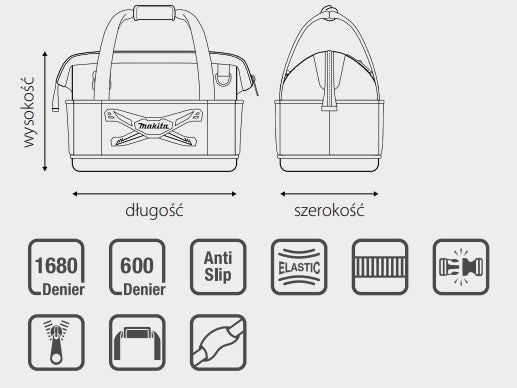 Makita Offene Werkzeugtasche E-05452 – Robustes Design mit 20 Fächern