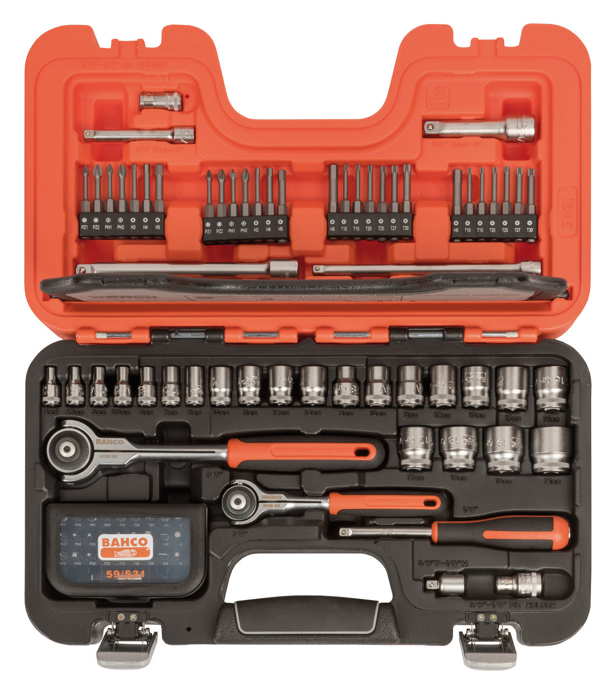 Bahco Steckschlüssel Satz SW91 91 Teile Werkstatt Set