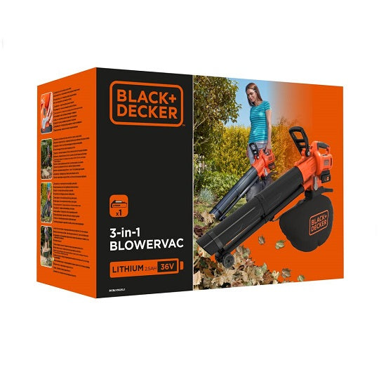 Black+Decker Laubbläser BCBLV3625L1-QW 3in1 Funktion