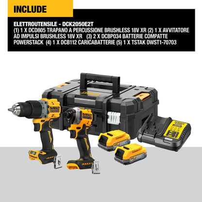 DeWalt Kombi-Set DCK2050E2T 20 V Bürstenloser Antrieb Set