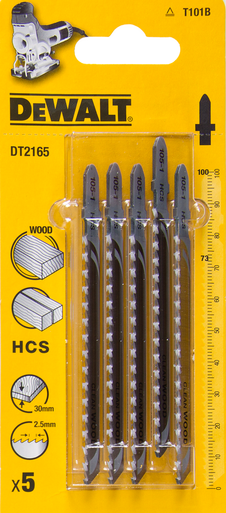 DeWalt 100-mm-Stichsägeblätter DT2165-QZ – Hochwertige Bimetall-Konstruktion für Holzschnitt