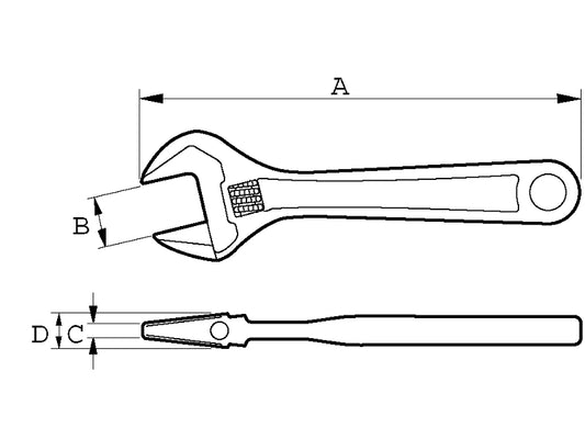Bahco 8075 Verstellbarer Schraubenschlüssel – Hochwertiger Legierter Stahl mit 53mm Maulweite