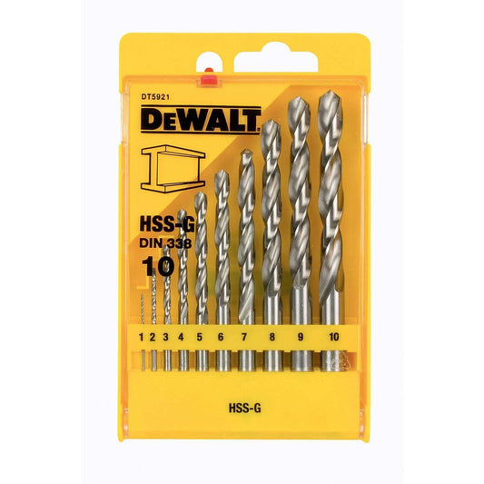 DeWALT 10-Teiliges HSS-G Metall-Bohrer-Set DT5921-QZ – Hochgeschwindigkeitsbohren Mit Langlebigen Bohrern