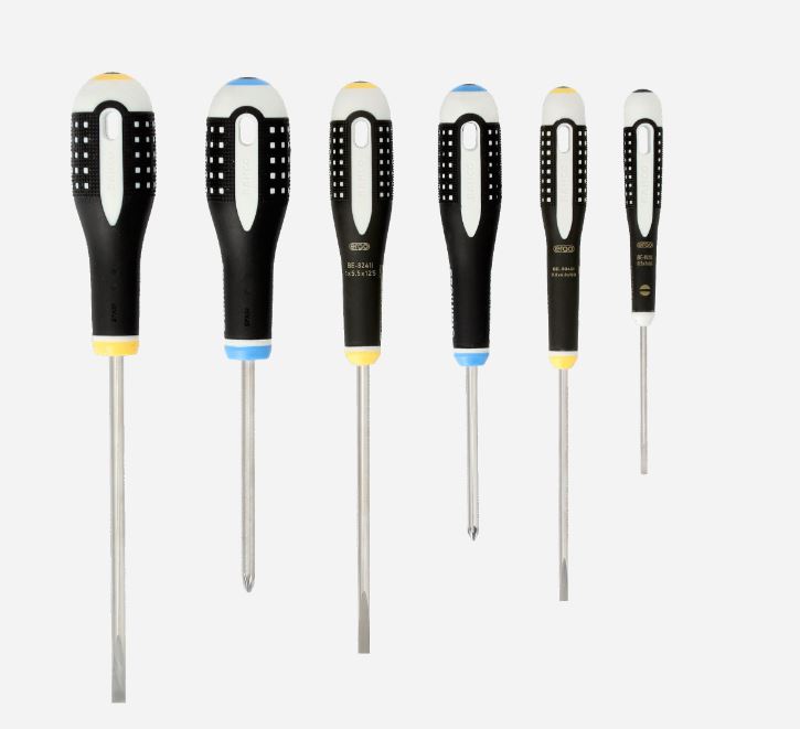 BAHCO 6er-Set ERGO Edelstahl-Schraubendreher – Ergonomisches Design für Maximalen Nutzungskomfort