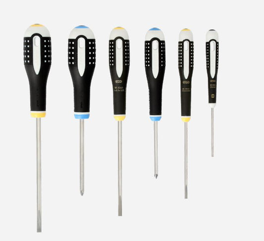 BAHCO 6er-Set ERGO Edelstahl-Schraubendreher – Ergonomisches Design für Maximalen Nutzungskomfort
