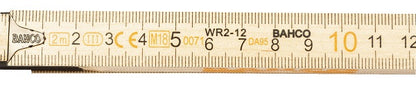 Bahco Holzgliedermaßstab WR2-12 Länge 2 m Holzdesign