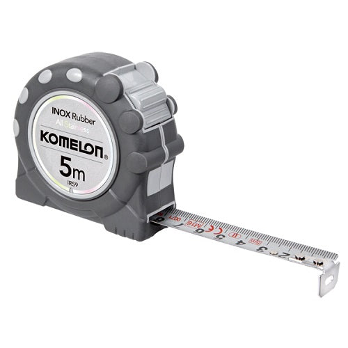 Komelon INOX Rubber Maßband 5m – Langlebiges Edelstahlband mit Arbeitsbremse