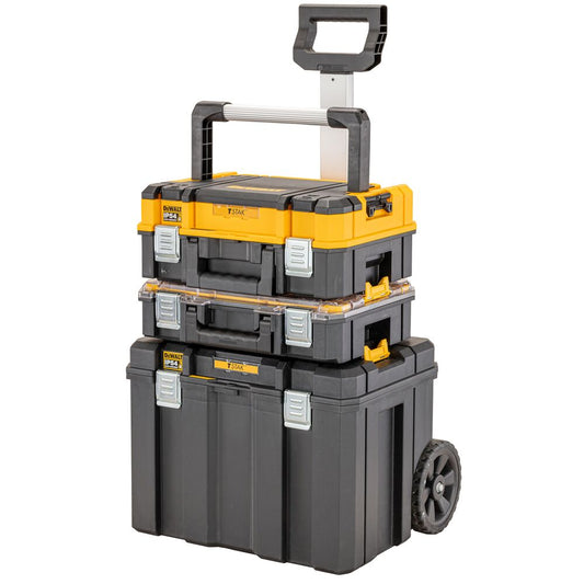 DeWALT TStak 20 Mobiler Werkzeugkasten und Organizer 3er-Set – Flexible Aufbewahrungslösung mit Rollen