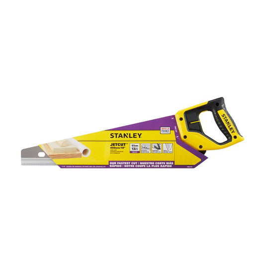 Stanley Handgeführte Feinschnittsäge 450mm – Hochbelastbare JetCut Zähne für Präzisen Holzschnitt