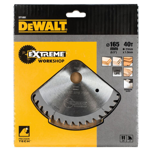DeWalt EXTREME Serie Kreissägeblatt 165x20x1,9mm – Patentierte Vibrationsdämpfung für Präzise Schnitte