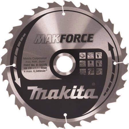 Makforce Holztrennscheibe 235mm 24 Zähne – Vibrationen Absorbierende Leistung
