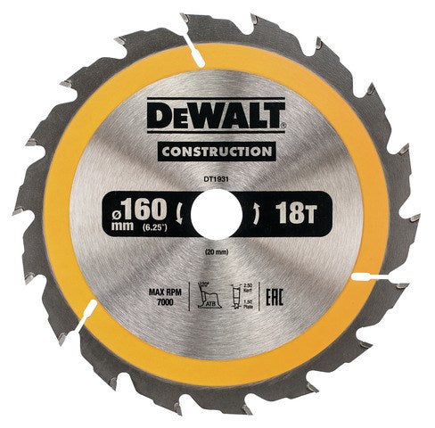 DeWalt Sägeblatt DT1931 18 V 160 Mm 18 Zähne Holz Weichholz