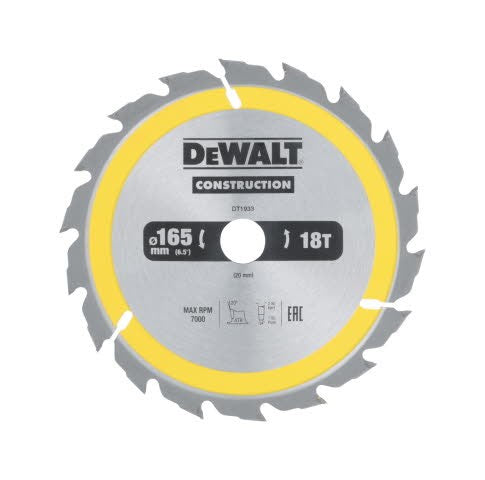 DeWALT Kreissägeblatt DT1933-QZ 18 V 165 Mm Hartmetallzähne