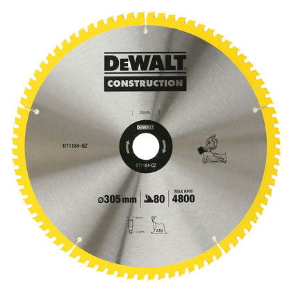 DeWALT Kreissägeblatt DT1184 18 V 305 mm Loch 30 HM Zähne