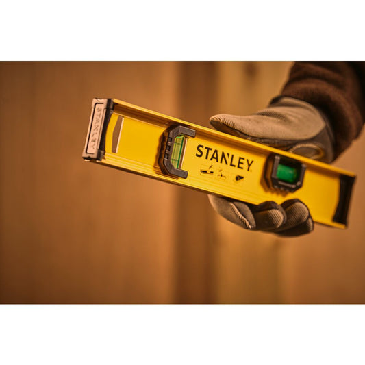 STANLEY 30 cm I-BEAM BASIC Wasserwaage – Klassische Aluminiumprofil mit 2 Libellen