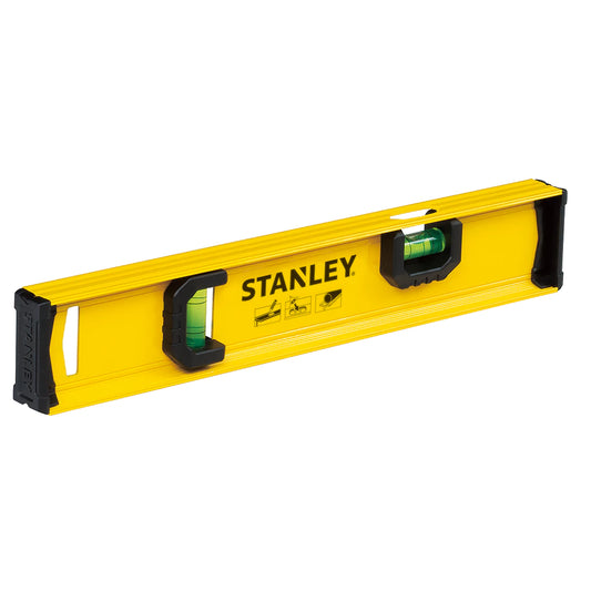 STANLEY 30 cm I-BEAM BASIC Wasserwaage – Klassische Aluminiumprofil mit 2 Libellen