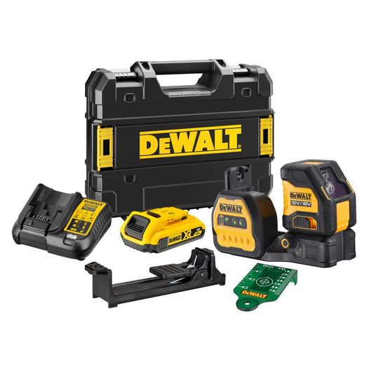 DeWALT Selbstnivellierender Kreuzlinienlaser DCE088D1G18-QW – Helle Grüne Laserlinien Bis 30 Meter