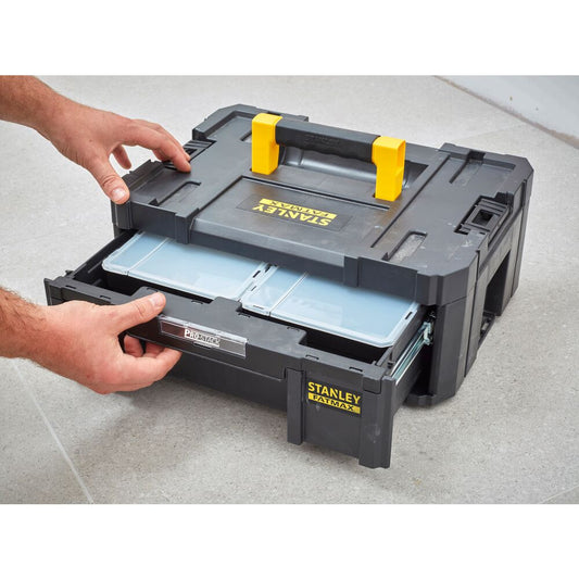 Stanley PRO-STACK III Werkzeugkasten mit Schublade – 6 Fächer für Optimale Aufbewahrung
