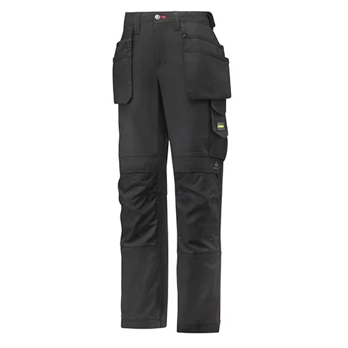 Snickers Canvas+ Hose mit Taschenbeuteln Damen Schwarz 3714 – Strapazierfähiger Knieschutz mit CORDURA® Verstärkungen