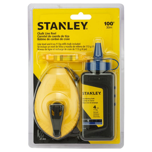 Stanley OPP Anreißschnur Set 30m – Ergonomisches Design Mit Wasserwaage Und Kreide