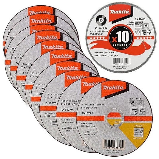 Makita INOX Metall-Trennscheibe 125/22,23 – Hochwertige Schneidleistung im 10er Set