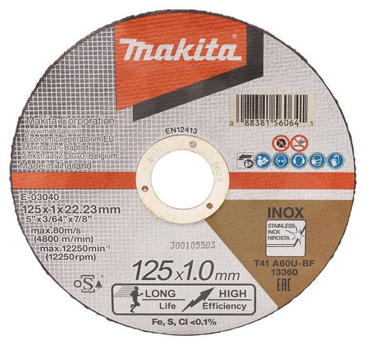 Makita Korundscheibe 125mm E-03040 – Hohe Schneidleistung für Metall und Edelstahl