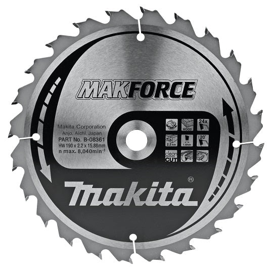 Makforce Holz-Trennscheibe 190/15,88mm – Präzisionsgeschliffene Hartmetallzähne