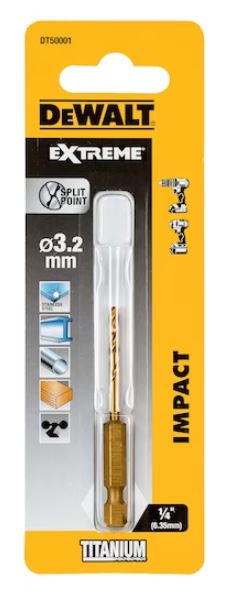 DeWALT Metallbohrer HSS-TIN 18 V 3,2 mm Titannitrid Set