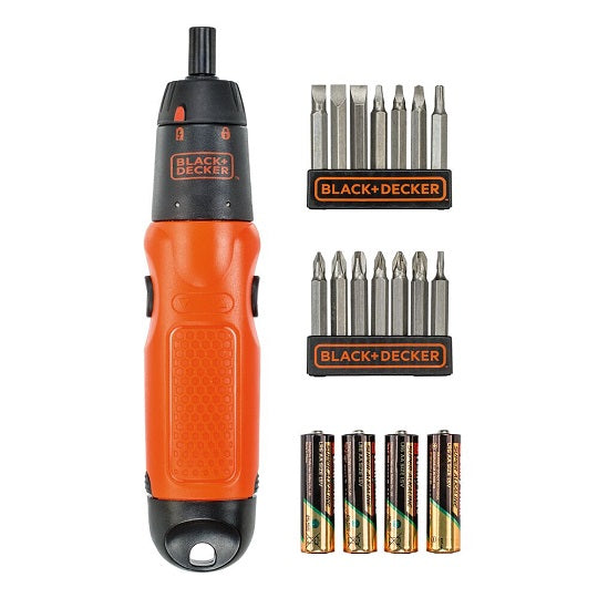 Black+Decker A7073-XJ Schraubendreher – Kompakter Akku-Batterieschrauber mit Gummiertem Griff