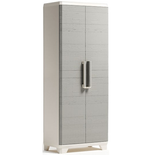 KETER Linear Wood Hochschrank 248100 – Ästhetische Holzmaserung für Stilvolle Aufbewahrung
