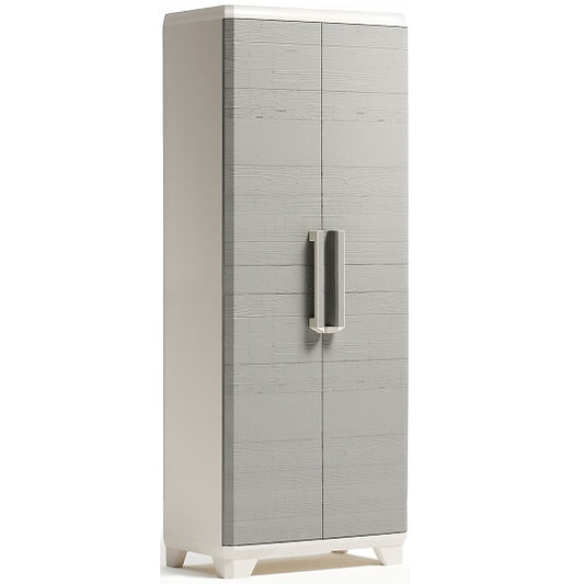 KETER Linear Wood Hochschrank 248100 – Ästhetische Holzmaserung für Stilvolle Aufbewahrung